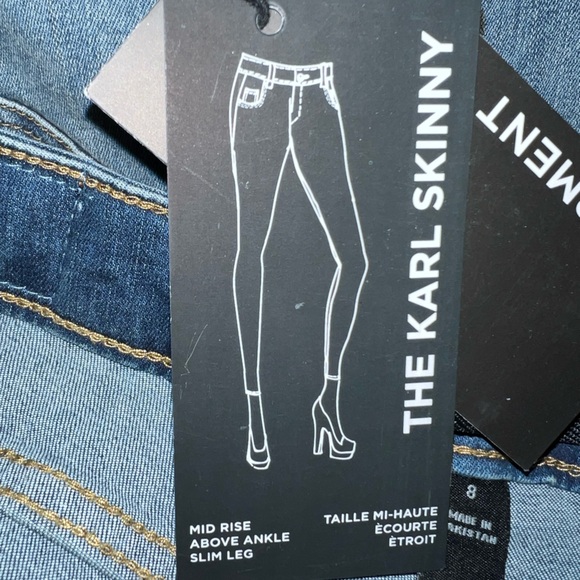 $100 Karl Lagerfeld Paris The Karl Blue Logo Tape Skinny Jeans Size 8 - Picture 12 of 16